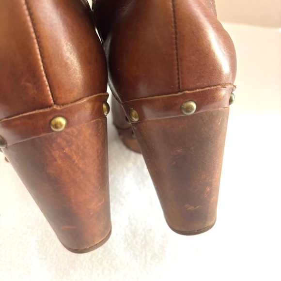 UGG Brown 70’s Sherpa Lined Studded Platform Retro Heel Leather Boots (7) - Picture 10 of 14
